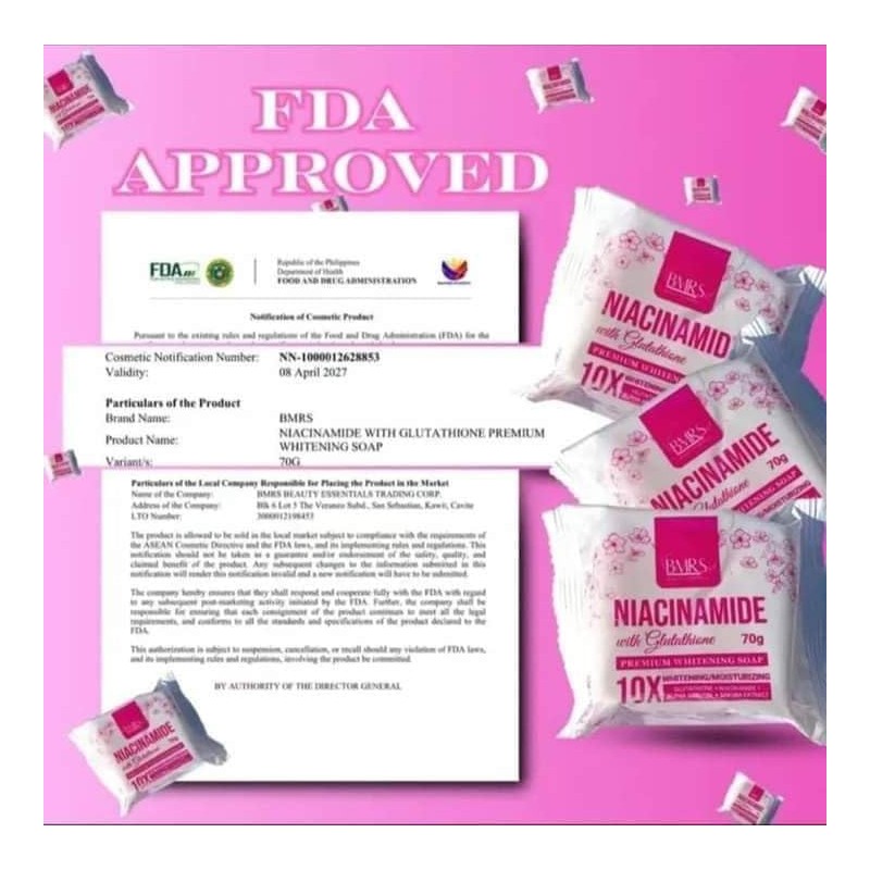 5X BMRS Niacinamide Soap with Glutathione 70g