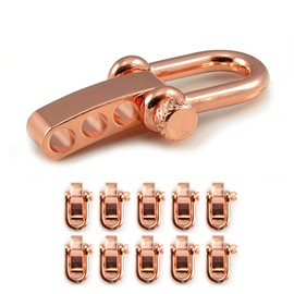 Shackle made of stainless steel, straight, with adjustable twist closure, set of 10, DIY arm band, rust-proof, ideal with paracord 550, colour: rose gold