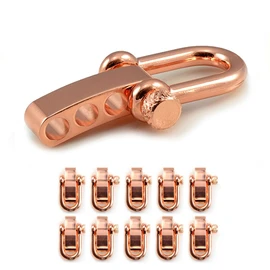 Shackle made of stainless steel, straight, with adjustable twist closure, set of 10, DIY arm band, rust-proof, ideal with paracord 550, colour: rose gold