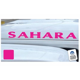 Decal Mods Sahara Hood Graphic Decal/Sticker fits Jeep Wrangler JK/JL/JT (2007-2024) Hot Pink CHOTPINK (Set of 2) | SJ4T4