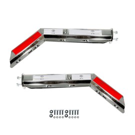 IBESTWOLF Pair Chrome Angled Mud Flap Hanger with Conspicuity Tape, 1-1/8" Bolt Spacing, Heavy Duty Spring Loaded Mud Flap Hanger Kit RH & LH for Semi Truck