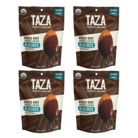 Taza Chocolate Organic Wicked Dark Chocolate Covered Almonds, 87% Dark Chocolate, 3.5 Ounce (4 Count), Vegan