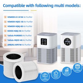 2 Pack A1 Replacement Filter Compatible with VEWIOR Air Pu-rifier HQKJ-80,HQSC-50,KOIOS HQKJ-50 Air Purifier,AMEIFU AP01W,H13 True HEPA Air Cleaner Filter for A1 Air Pu-rifier