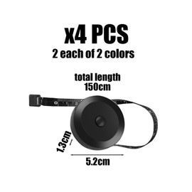 4 Black Measuring Tapes (150cm), Body Tape Measure, Sewing Tape Measure, Flexible Tape Measure, Retractable Tape Measure For Measuring Body Dimensions