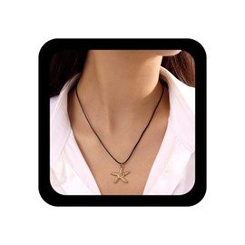 Xduargs Boho Seestern Leder Choker Halskette Gold Seestern Wachs Seil Halsketten Vintage Anhänger Halskette Einstellbar Wasserdicht Leder Halsketten Schmuck Für Frauen