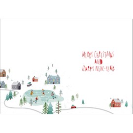 doodlecards Wife Christmas Card Mountain Scene In Snowy Village Large A4 Size Christmas Card for Wife with Plain Envelope