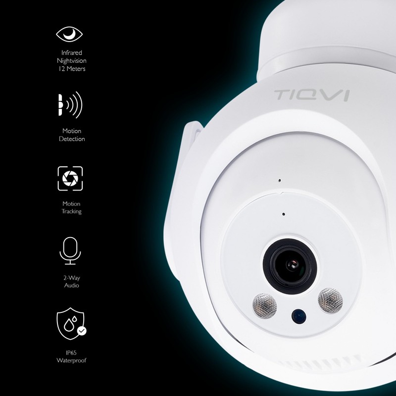 Tiqvi - Smart WiFi PTZ Outdoor Camera, 1080P, Dualband (2.4/5GHz),