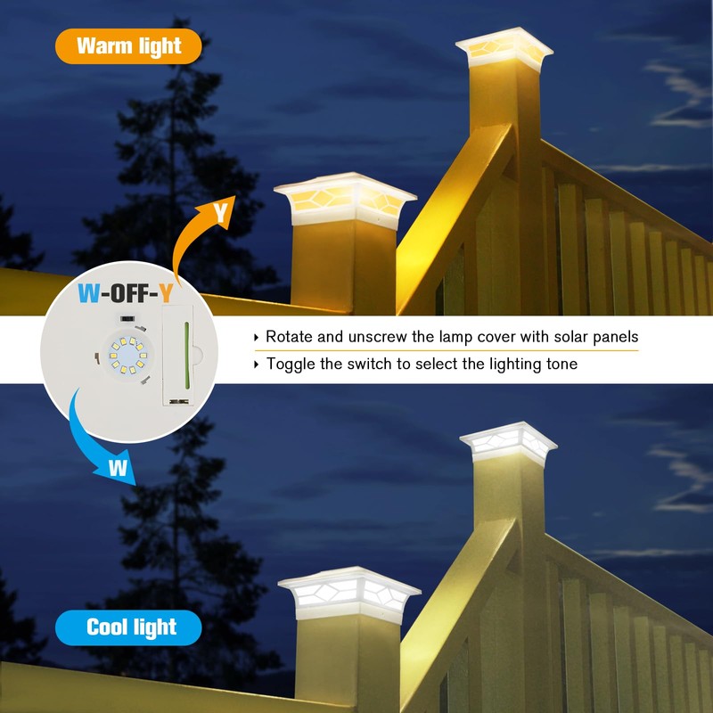Solar Post Cap Lights Outdoor 8pack, Waterproof Solar Powered Deck