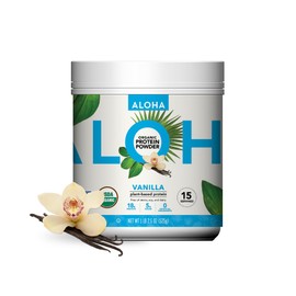 ALOHA ALOHA Organic Plant Based Protein Powder, Stevia Free, Vanilla, 19.6 oz, 15 Servings PACKAGING MAY VARY