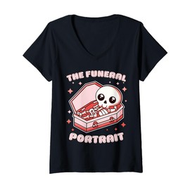 Womens The Funeral Portrait Coffin Skelleton Funny Sarcastic V-Neck T-Shirt