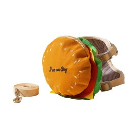 ljhnba Pet Self-Wearing Hamburger Bag for Large Dogs Vest with Leash Set for Storage Poop Bags Treat Toy Phone