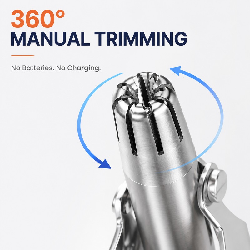 Manual Nose & Ear Hair Trimmer for Grooming – Stainless