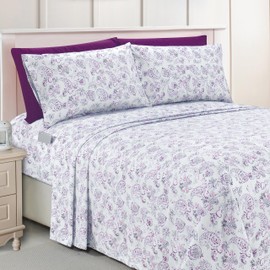 Elegant Comfort Luxury Soft Bed Sheets Paisley Pattern - 1500 Premium Hotel Quality Microfiber Softness Wrinkle and Fade Resistant (4-Piece) Bedding Set, Twin/Twin XL, Paisley Purple