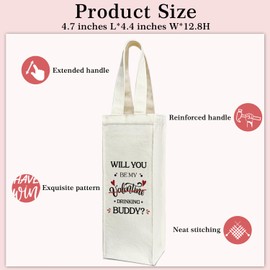 BSNZZIO Valentine Wine Gift Bag - Will You Be My Drinking Buddy, Single Bottle Champagne Wines, Wine Gifts For Couple, Wine Bottle Bag Gifts For Valentine's Day, 1pc Reusable Wine Bag With Handle