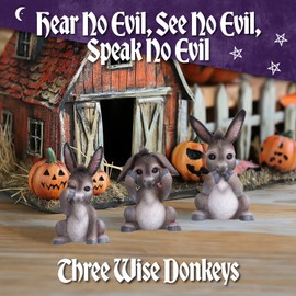 Nemesis Now Three Wise Donkeys 11cm, Resin, Grey, Donkey Figurine Trio, Animal Merchandise, Cast in The Finest Resin, Hand-Painted