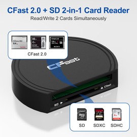 CFast Card Reader SD Reader - 10Gbps CFast 2.0 Adapter with USB 3.2 Gen2 USB A/USB C Cable, SD/C-Fast Memory Adapter for SDXC, SDHC & C Fast Card, Read 2 Slot at The Same time