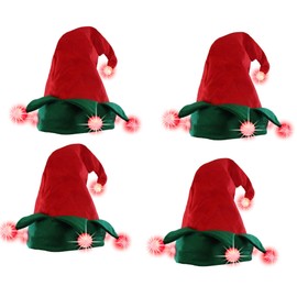 Nicky Bigs Novelties Light Up Elf Hat Costume Accessory, Red Green, One Size