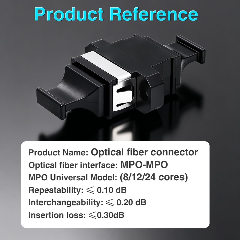 Duttek MPO Fiber Optic Adapter, 12 Core, Key Up to