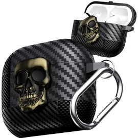 CCSmall for AirPods 4th Generation Case with Carabiner Keychain, Funny 3D Skull Protection Cover Full Body Shockproof with Secure Lock Girls Boys Case for AirPods 4 Gen,Skull Copper