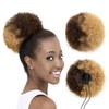 ISHEENY Ponytail Hairpiece Real Hair Afro Puff Drawstring Ponytail Short