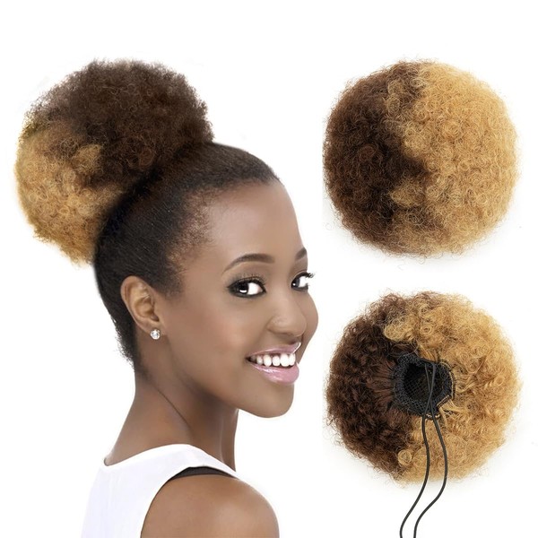 ISHEENY Ponytail Hairpiece Real Hair Afro Puff Drawstring Ponytail Short