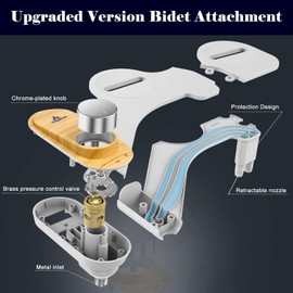 Bidet Attachment for Toilet, ANBSR Ultra-Slim Bidet Attachment Dual Nozzle (Frontal Rear/Feminine Wash) Fresh Cold Water Non-Electric Bidet Toilet Seat Attachment Adjustable Water Pressure
