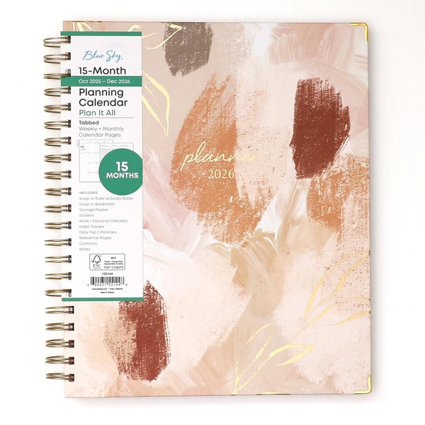Blue Sky 15 Month 2026 Weekly and Monthly Planner Calendar,