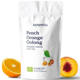 Peach Oolong Tea Organic 100g (50 Cups) | Organic Loose Leaf Oolong Tea with Peach and Orange | REPLANTEA