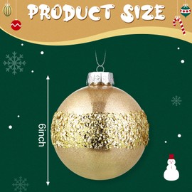 Shappy 4 Pcs 6 Inch Christmas Balls Christmas Decorations Tree Balls Plastic Decorative Hanging Ornaments Christmas Tree Decoration for Xmas Tree Garland Wedding Party Holiday (Gold)