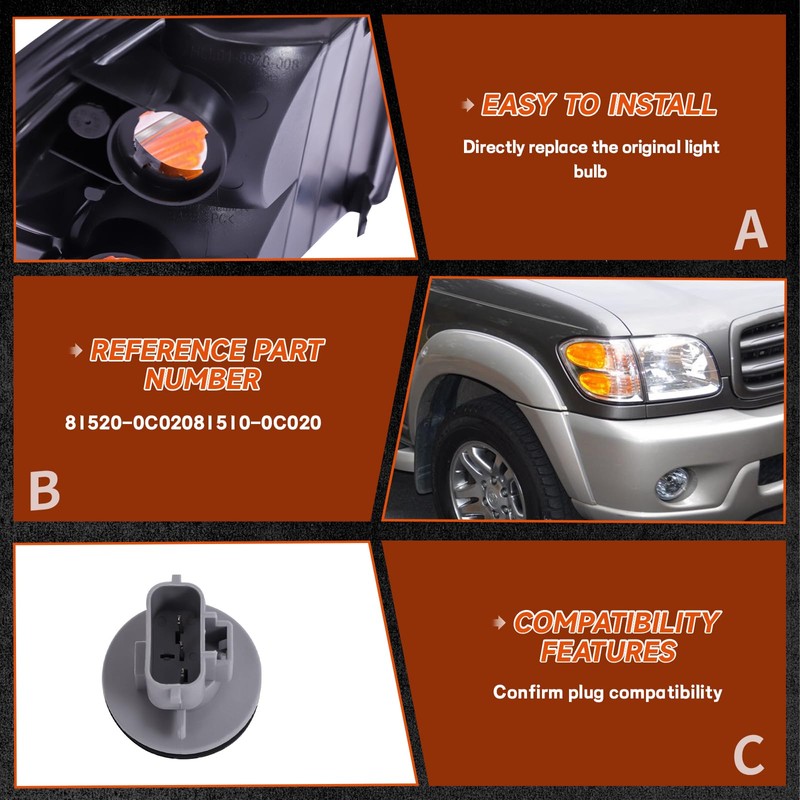 PIAOYUE- For 2001 2002 2003 2004 Toyota Sequoia Tundra Turn