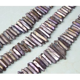 Copper Titanium Quartz Crystal Points Strand Raw Pendant Beads Healing  20-40mm