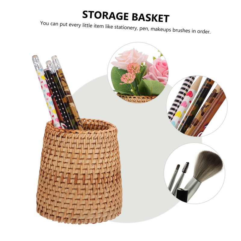 NOLITOY 1pc Woven Pen Holder Organizer Creative Sundries Storage Basket