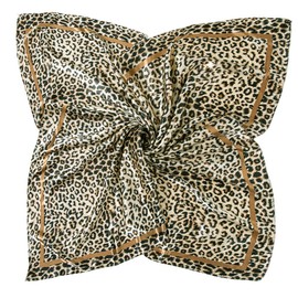 YOUR SMILE Silk Like Leopard Print Scarf Women's Fashion Pattern Large Square Satin Headscarf Head Dress
