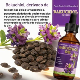 Aceite de Bakuchiol Orgánico Prensado en Frío para el Rostro - Suero de Bakuchiol con Jojoba y Vitamina E, Cuidado Facial Hidratante y Reafirmante Antienvejecimiento, Aceite Facial de Ingredientes Naturales para Arrugas, Reafirma y Restaura (60ml)
