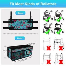 supregear Rollator Basket, Rollator Walker Bag w/Cup Holder, Foldable Rolling Walker Waterproof Storage Pouch with Big Capacity and Never Tipping Over, Easy to Use Accessories for Seniors