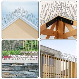 QIEGL Bird Spikes 304 Stainless Steel for Pigeons Small Birds Anti Bird Spike Sparrow Fence Spikes Cover 10.8 Feet (10 Pack Uninstalled)