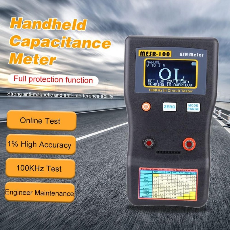Candeon ESR Capacitor Tester, MESR-100 Digital Capacitance Meter ESR Meter