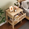 Jocoevol Rattan Boho Nightstand (Natural, 2 Pieces)