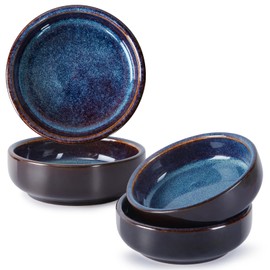 NUTRIUPS 4 Pack Soy Sauce Dish 2oz Ceramic Dipping Bowls 3.65inch Dipping Sauce Bowl Small Bowls for Side Dishes (Starry Sky Blue-Set of 4)