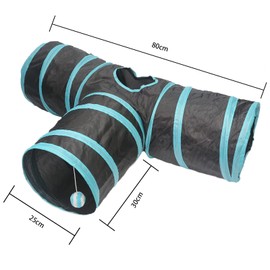 Baguuaray Cat Tunnel Cat Toy Tunnel 3-Way Tube Foldable Cat Toy for Kittens Puppies Rabbits Indoor and Outdoor (T-Tunnel Black)