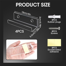 Lotbun Pack of 4 Vinyl Record Wall Mounts, Vinyl Record Holder Wall Transparent CD Wall Mount Acrylic Shelf for Book Photo Picture (Transparent)