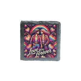 Love You Forever Slate Coaster – Romantic and Stylish Gift for Couples or Home Decor (slco-ds24-luvurg)