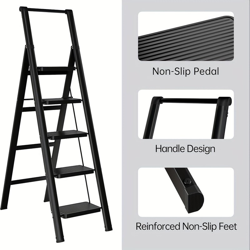 Dithoko 5 Step Ladder, 300 lbs Folding Step Stool with