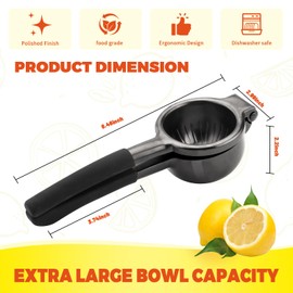 SHIKORI Lemon Squeezer, Large Heavy Duty Handhelp Juicer for Lemon, Stainless Steel Hand Press Citrus Juicer, Lime Squeezer Bar Tool, Manual Citrus Press (Grey)
