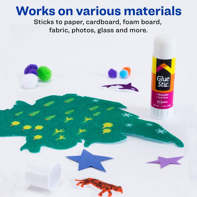AVERY Glue Stick White, Washable, Nontoxic, 1.27 oz. Permanent Glue