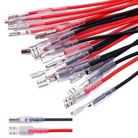 Twidec/20Pcs 2.8mm and 4.8mm Female Spade Crimp Terminal with Insulating Sleeve and Wire Red + Black Female Spade Quick Splice Assortment Kit