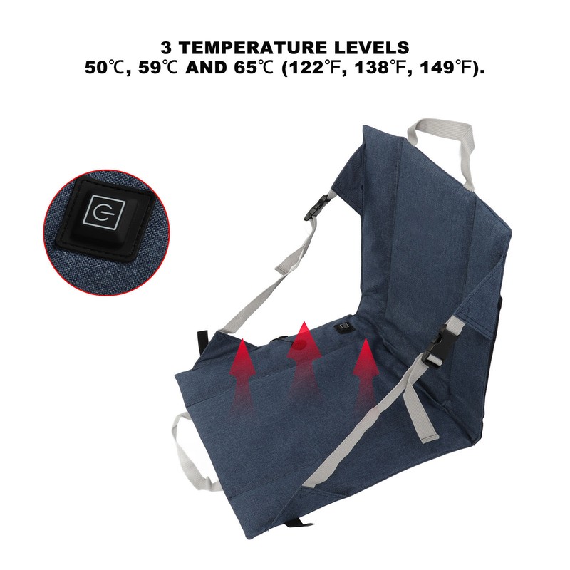 Folding Heated Cushion 3 Levels Temp Soft Portable Heating Chair