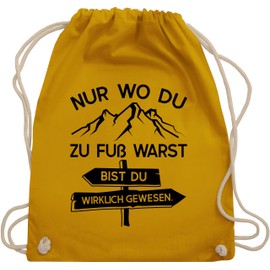 Shirtracer - Gym Bag Backpack - Hobby Outfit - Nur wo du zu Fuß warst - Black, 05 Mustard Yellow, Unit size
