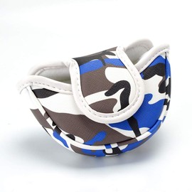 GOOACTION Camo Blue Golf Small Mallet Putter Head Cover Magnetic Closure Camouflage Print Synthetic Leather Mini Putters Club Headcover Protector