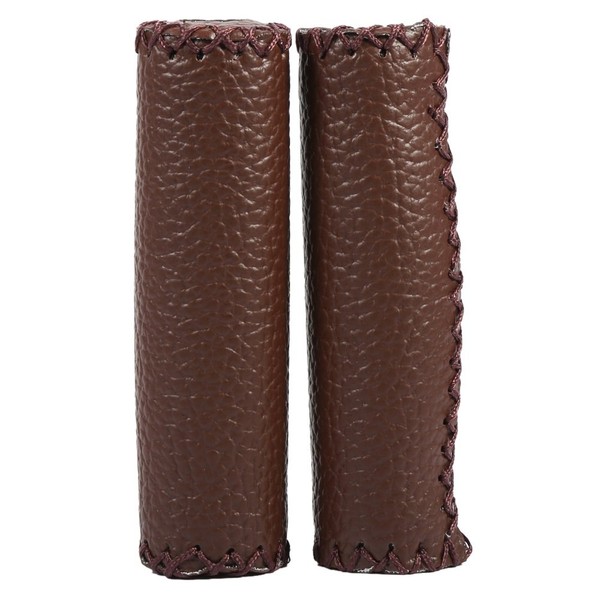 DEWIN Handlebar Grips - 1 Pair of Bicycle Handlebar Leather Retro Handle Cover (Coffe)